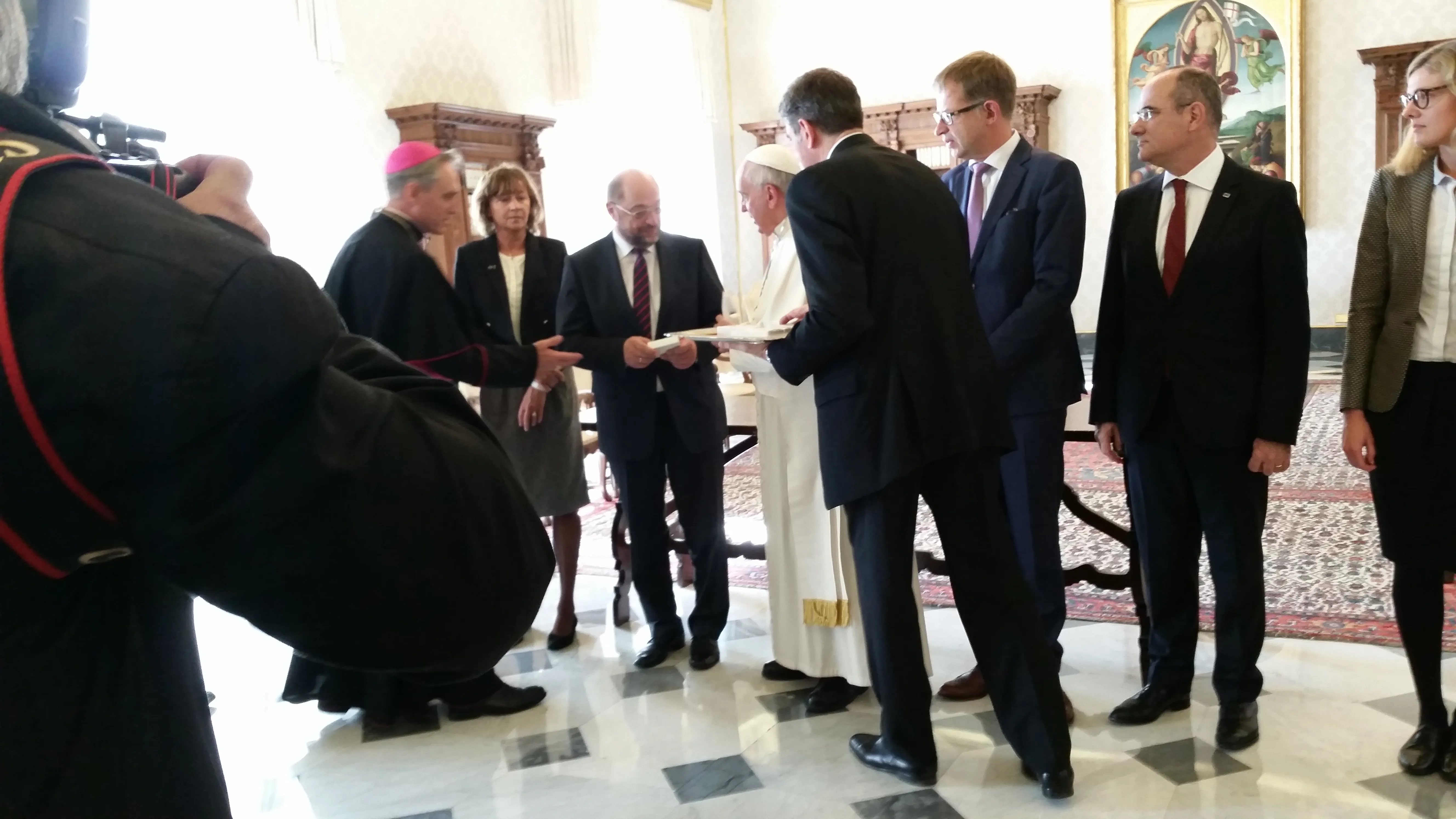 El Papa Francisco y el presidente del Parlamento Europeo (Foto Elise Harris)?w=200&h=150