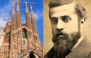 Izq: Sagrada Familia en Barcelona © Nobilior Images  via Canva.com / Der: Antoní Gaudí - Dominio Público Izq: Sagrada Familia en Barcelona © Nobilior Images  via Canva.com / Der: Antoní Gaudí - Dominio Público