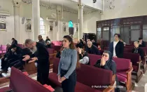 Celebración de la Misa en la Parroquia de la Sagrada Familia de Gaza.