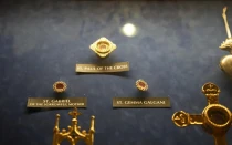 La reliquia de Santa Gemma Galgani reposa en el relicario del Newman Center de la Universidad de Nebraska-Lincoln, miércoles 8 de octubre de 2025.