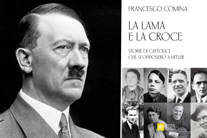 Adolfo Hitler y la portada del libro "La lama e la croce".