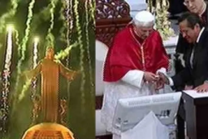 Benedicto XVI inaugura iluminación de monumento a Cristo Rey en cerro del Cubilete