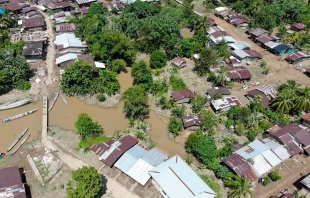 Imagen aérea de las inundaciones en el departamento colombiano del Choco. Crédito: Cuenta de X de NubiaCarolinaCC