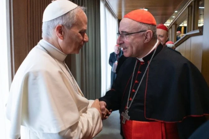 Cardenal Sturla durante un encuentro con el Papa León XIV en 2025
