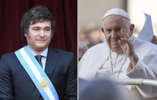 Javier Milei, presidente de Argentina y el Papa Francisco. Crédito 1: Prensa del Senado de Argentina - dominio público / Crédito 2: Daniel Ibáñez - ACI Prensa