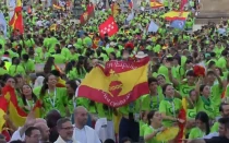 Jóvenes españoles en el Vaticano este viernes 1 de agosto.