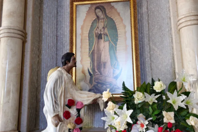 Imagen de San Juan Diego ante la Virgen de Guadalupe
