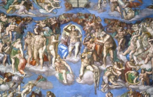 Detalle del Juicio Final de Miguel u00c1ngel en la Capilla Sixtina.  Cru00e9dito: Dominio Pu00fablico 