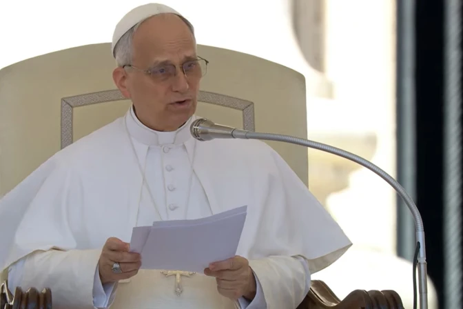 León XIV predica sobre la parábola del buen samaritano en la Audiencia General.