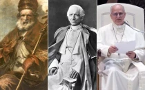 De izq. a der.: Papa León I, Papa León XIII y Papa León XIV.