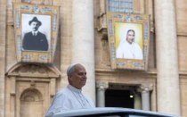 El Papa León XIV, antes de la catequesis en la Audiencia General.