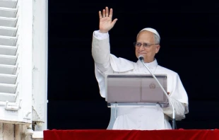 El Papa León XIV saluda y bendice a los fiels reunidos en la Plaza de San Pedro desde la ventana del Palacio Apostólico del Vaticano, este 22 de junio de 2025. Crédito: Vatican Media.