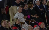 El Papa León XIV durante el Concierto con los Pobres, este sábado 6 de diciembre de 2025, en el que participó el cantante canadiense Michael Bublé.