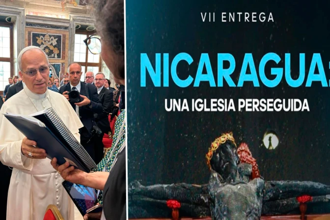 El Papa León XIV recibe la última edición del informe Nicaragua una Iglesia perseguida, de Martha Patricia Molina.