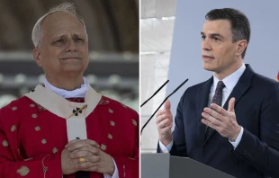 El Papa León XIV y Pedro Sánchez, presidente de España. Crédito 1: Daniel Ibáñez - EWTN News. Crédito 2: La Moncloa-Gobierno de España vís Flickr (CC BY-NC-ND 2.0)