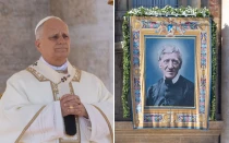 El Papa León XIV y una imagen de San John Henry Newman este sábado 1 de noviembre, en la Misa en la que el famoso converso del anglicanismo fue declarado Doctor de la Iglesia en el Vaticano.