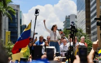 María Corina Machado en un mítin en Caracas.