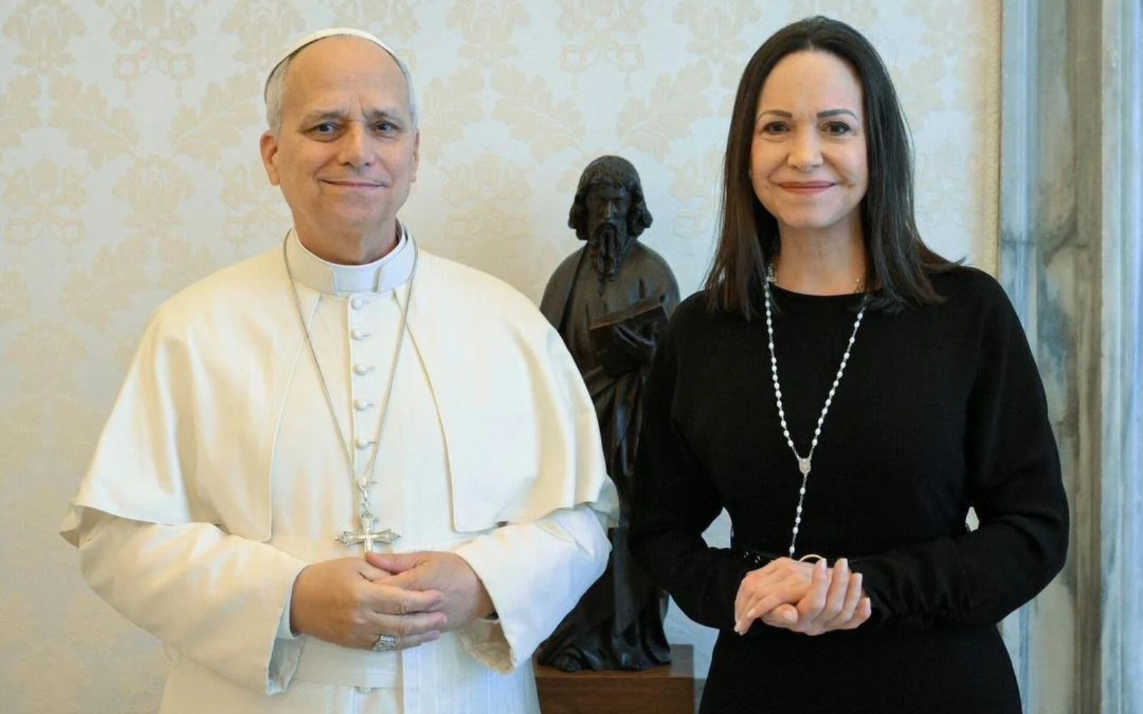 El Papa León XIV y María Corina Machado durante su encuentro el 12 de enero.?w=200&h=150