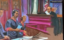 Retrato de Nicolás Maduro y Cilia Flores en el juzgado de Nueva York ante el que comparecieron ayer. Las fotos y los videos están prohibidos, de ahí este recurso, pero sí se permite la presencia de periodistas.