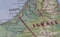 Mapa de la Franja de Gaza e Israel.