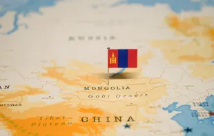 Mongolia en un mapa. Shutterstock