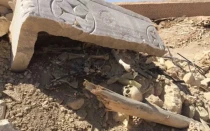 La tumba profanada de Mar Elian en agosto de 2015.