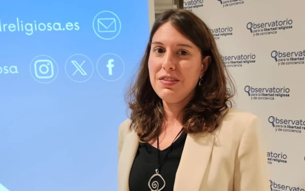 María García, presidenta del Observatorio para la Libertad Religiosa y de Conciencia. Crédito: Nicolás de Cárdenas / ACI Prensa.