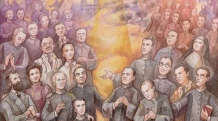 Detalle del cuadro conmemorativo de los 124 mártires de Jaén beatificados en 2025.