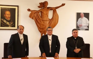 Obispos de la Conferencia Episcopal en la lectura del mensaje final de la Asamblea Crédito: Conferencia Episcopal Boliviana (CEB)