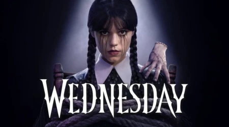 Cartel promocional de la serie Wednesday de Netflix.