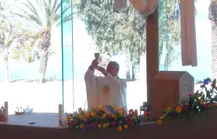 El P. Juan Solana celebró la Misa de Domingo de Resurrección en Magdala. Crédito: Magdala Center.