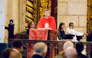 P. Abraham Apolinario en la Misa Roja en la Catedral de Santo Domingo. Crédito: Poder Judicial de República Dominicana.