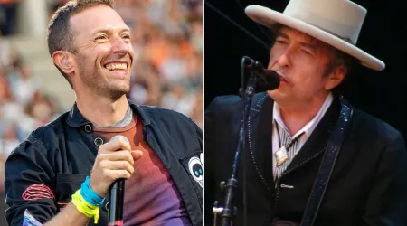 Chris Martin, vocalista de Coldplay y Bob Dylan.
