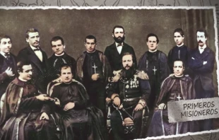 Primeros misioneros salesianos con Don Bosco Crédito: Boletín Salesiano