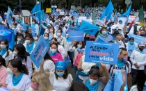 Marcha “A favor de la mujer y de la vida” en Ciudad de México, en octubre de 2021.