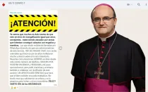 Mensaje de alerta en los grupos de difusión en WhatsApp de Mons. José Ignacio Munilla.