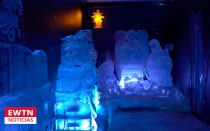 Nacimiento hecho con hielo.