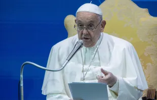 El Papa Francisco durante el evento “Estados Generales de Natalidad” este 10 de mayo Crédito: Daniel Ibáñez/ ACI Prensa
