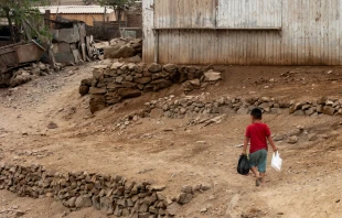 Un niño camina por un camino de tierra a través de uno de los barrios pobres de Lima. Crédito: Eduardo BR - Shutterstock