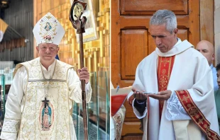 Mons. José Francisco González González y el P. Andrés Sáinz Márquez. Crédito: Diócesis de Campeche / Mensajero Diocesano