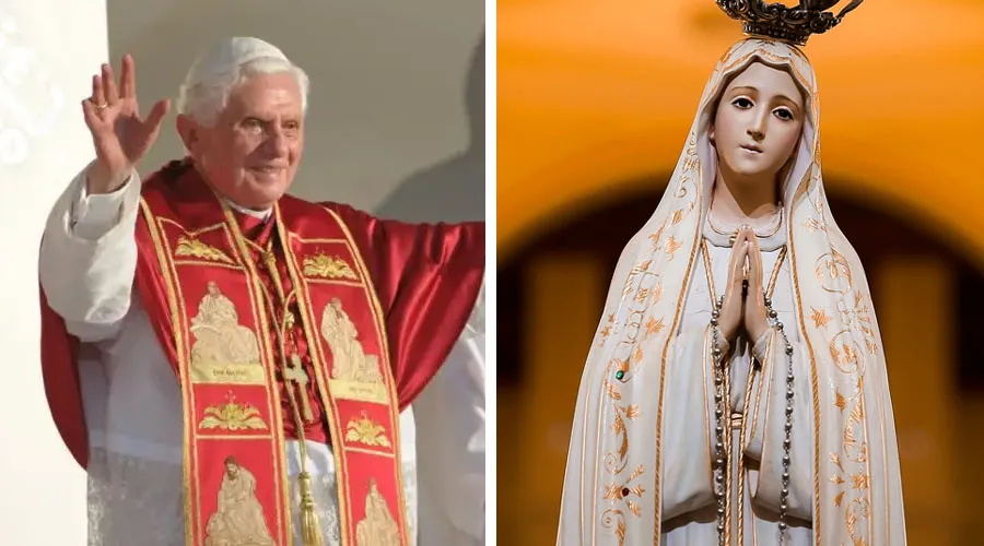 Benedicto XVI. Crédito: Vatican Media. | Imagen de la Virgen María. Crédito Shutterstock?w=200&h=150