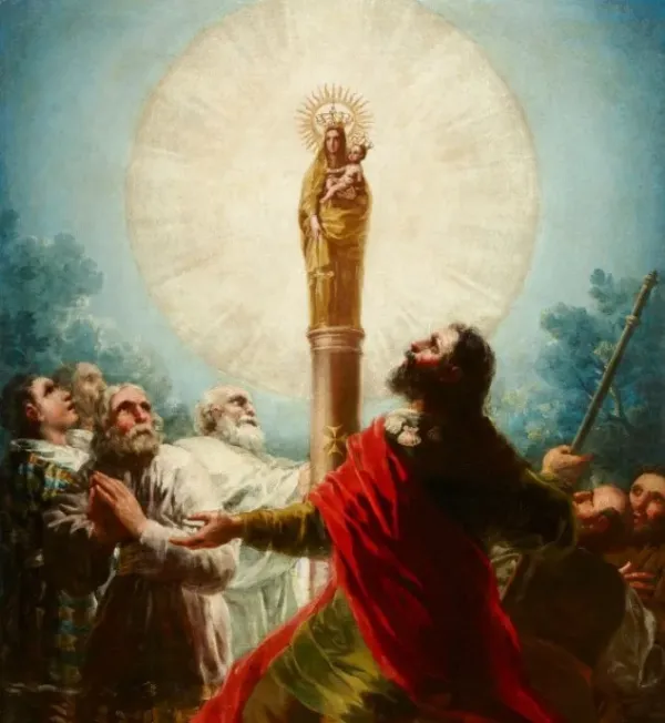 "El apóstol Santiago y sus discípulos adorando la Virgen del Pilar", de Francisco de Goya. Crédito: Dominio público.