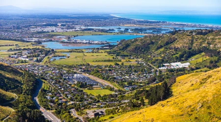 Panorama de la ciudad de Christchurch, Nueva Zelanda.