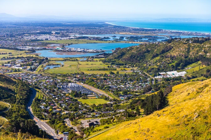 Panorama de la ciudad de Christchurch, Nueva Zelanda.