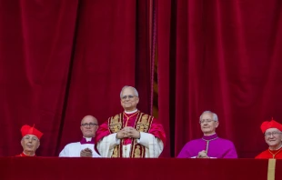 León XIV cenó con los cardenales en Santa Marta. Crédito: Daniel Ibañez/ EWTN News