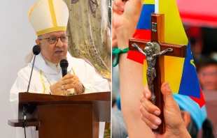 El Obispo de Cartago (Colombia), Mons. César Alcides Balbín, durante la Misa de clausura del Encuentro nacional de movimientos eclesiales y nuevas comunidades. Crédito: Eduardo Berdejo / ACI Prensa.