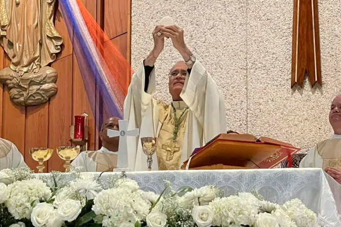 Mons. Silvio Báez celebra la Eucaristía en honor a la Virgen de la Caridad.