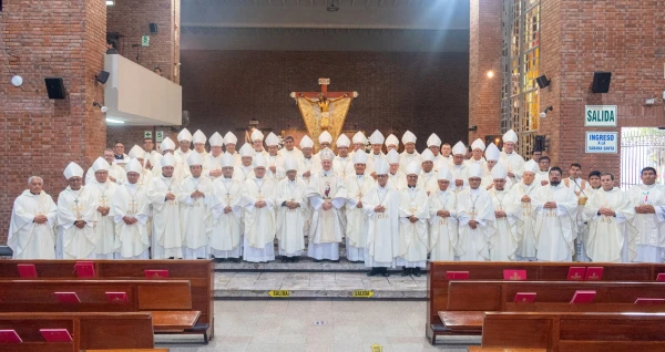 Episcopado peruano reunido en la apertura de la 129ª Asamblea Plenaria Ordinaria del 18 al 21 de agosto. Crédito: Cortesía de la CEP