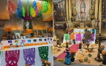 Ofrendas de muertos en la Catedral Metropolitana de Ciudad de México este 2025.