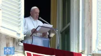 El Papa Francisco en el rezo del Ángelus. Foto: Captura YouTube
